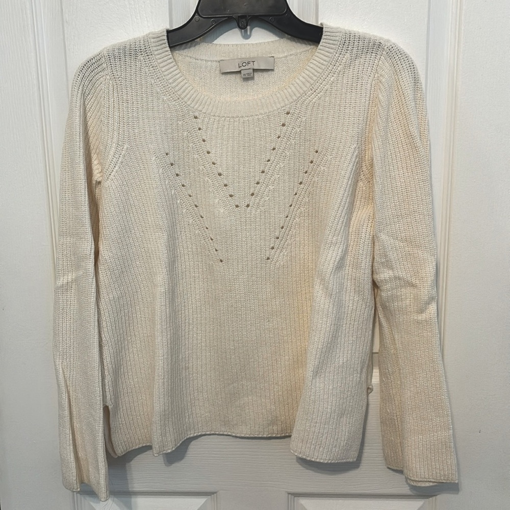 Loft Off-White Bell Sleeve Sweater